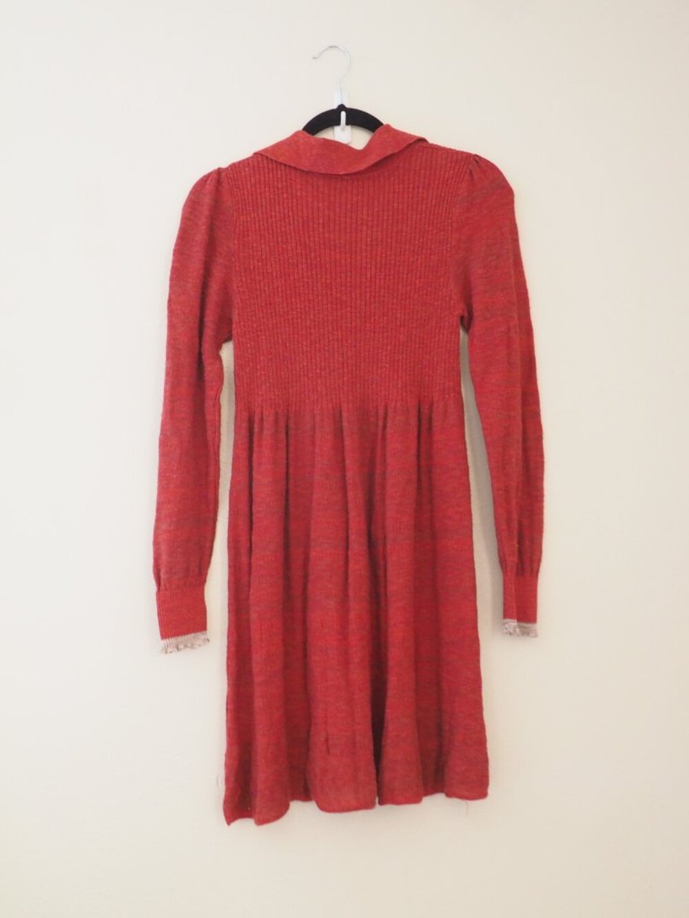 Free People Rain or Shine Knit Long Sleeve Collared Sweater Style Dress sz S - Picture 7 of 8